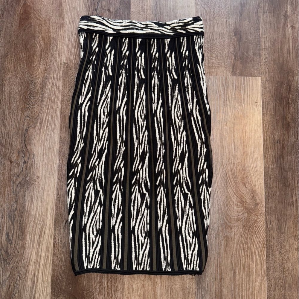 Ronny Kobo Monochrome Zebra Print Skirt